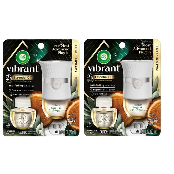 Air Wick Vibrant Scented Oil Plug-In Warmers – White Sage & Mahogany (2-Pack) - Picture 1 of 16